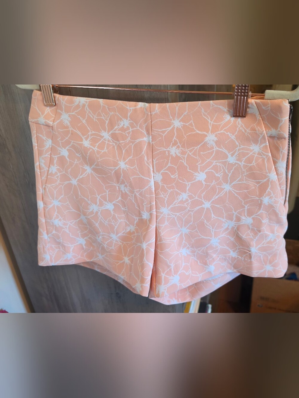 Banana Republic Peach and White Floral Mini Shorts